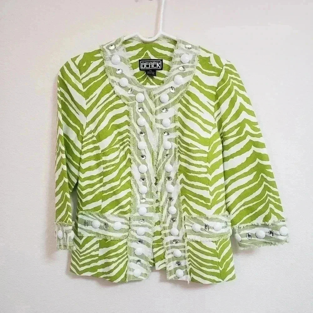 Berek Zebra Lime Green Embellished Jacket